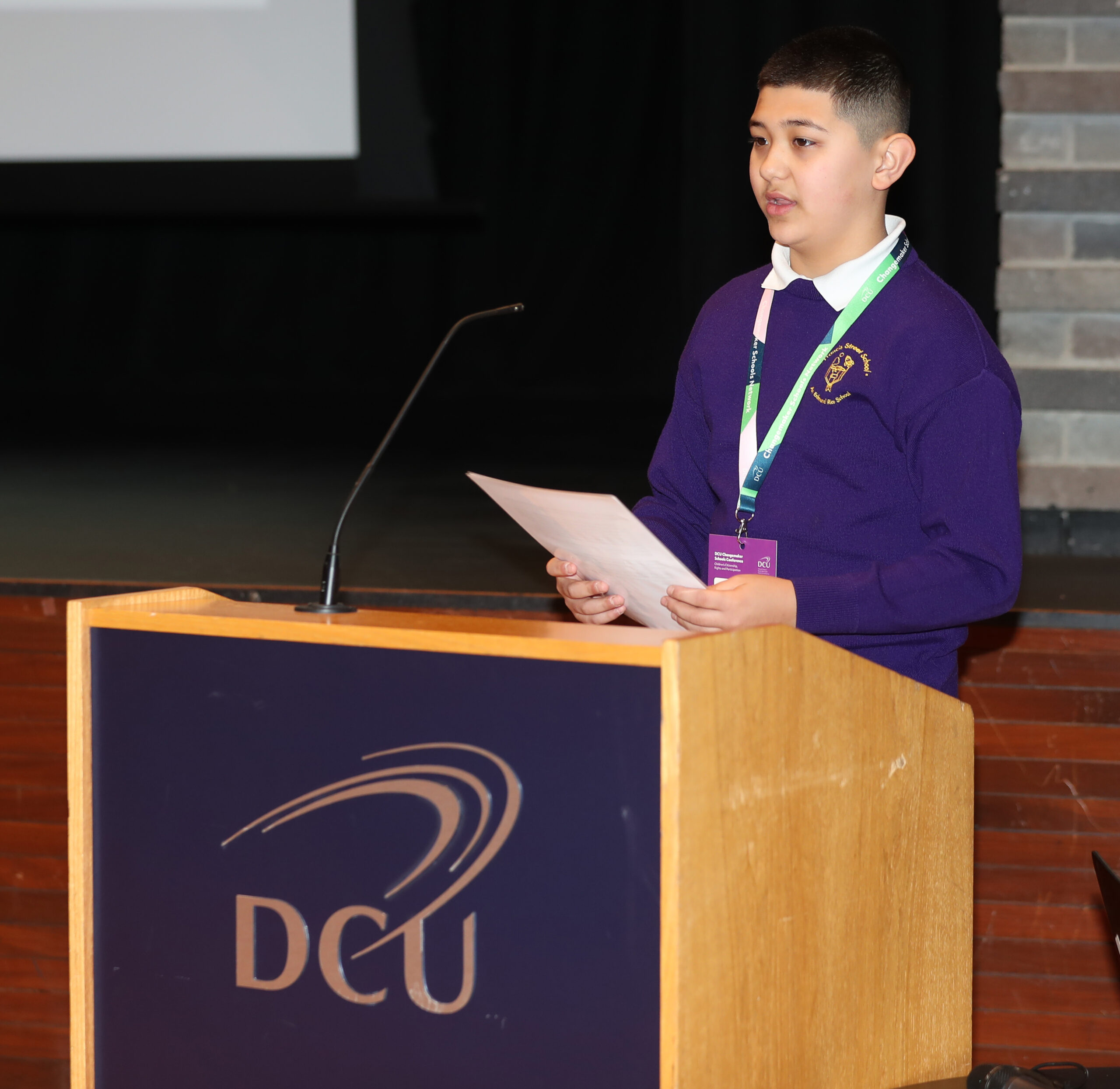 6 December 2023, St. Patrick’s Campus, DCU. DCU Changemaker Schools Network event. Haryad Akam, a pupil from Francis Street School in Dublin.